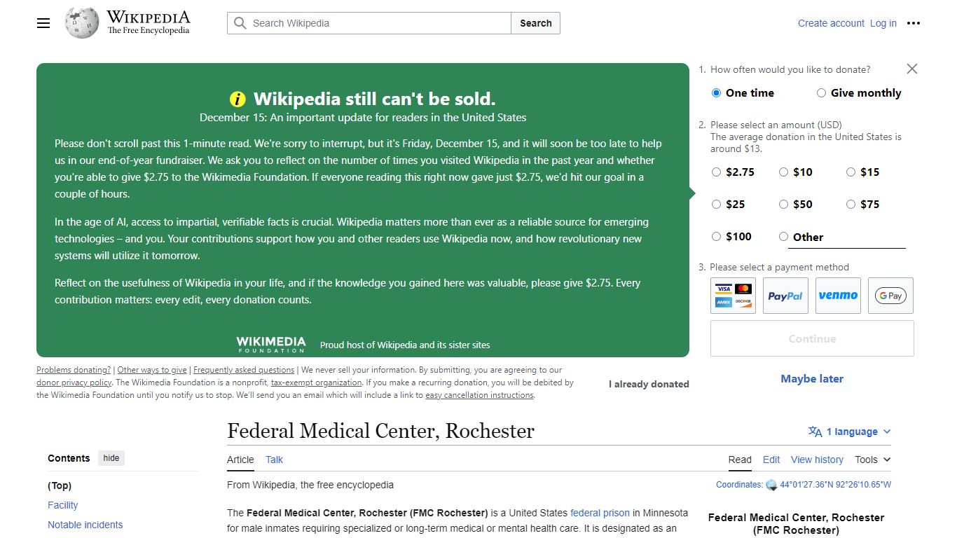 Federal Medical Center, Rochester - Wikipedia